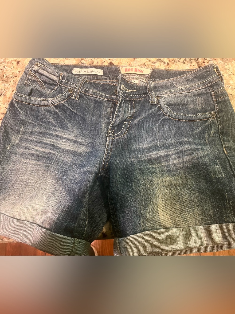 Hot Kiss Denim Bermuda Shorts - Blue
